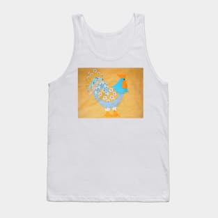 Yellow and Blue Floral Patchwork Rooster Tank Top